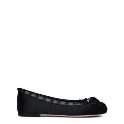 VALENTINO GARAVANI Rockstud Satin Ballerinas Women Black  for sale