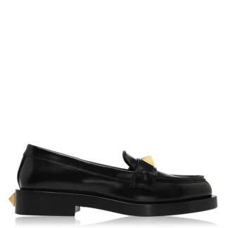 VALENTINO GARAVANI Roman Stud Calfskin Loafers Women Black 0No  for sale