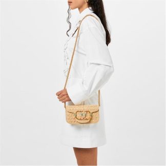 VALENTINO GARAVANI Small Loco Jewel Raffia Shoulder Bag Women Naturale Ivory  for sale