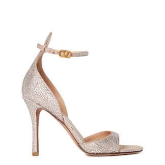 VALENTINO GARAVANI Tan-Go Crystal Sandals Women Crystl Rose V9r  for sale