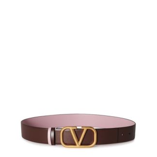 VALENTINO GARAVANI V Logo 4cm Reversible Belt Women Belts Cacao/Lilac NDW for sale