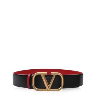 VALENTINO GARAVANI V Logo 4cm Reversible Belt Women Belts Nero/Rouge 0SM for sale