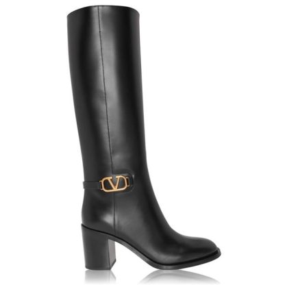 VALENTINO GARAVANI V Logo Knee High Boots Women Black 0No  for sale