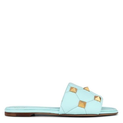 VALENTINO GARAVANI Valentino Studded Slides Women Flat Sandals Aquamarina KG7 for sale