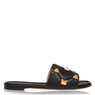 VALENTINO GARAVANI Valentino Studded Slides Women Flat Sandals Black 0NO for sale