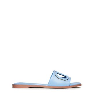 VALENTINO GARAVANI Vlogo Cut-Out Sliders Women Popeline Blue  for sale