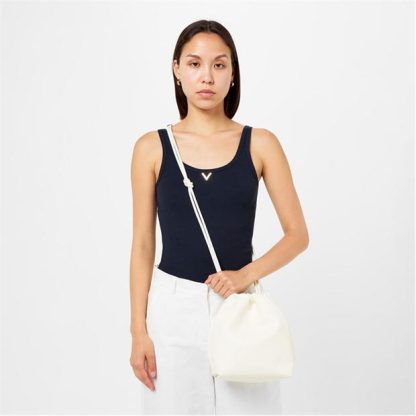 VALENTINO GARAVANI Vlogo Pouf Nappa Leather Pouch Women Bucket Bags Ivory for sale