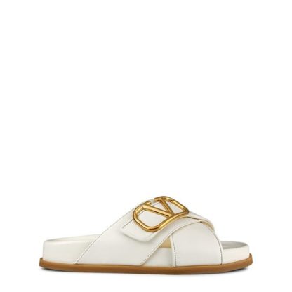 VALENTINO GARAVANI Vlogo Signature Sandals Women Flat Sandals Ivory 098 for sale