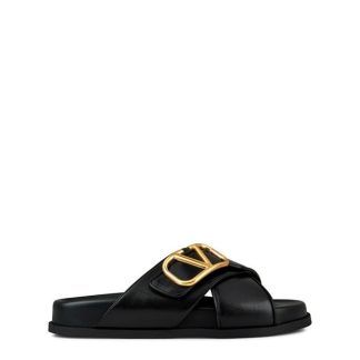 VALENTINO GARAVANI Vlogo Signature Sandals Women Flat Sandals Nero 0NO for sale