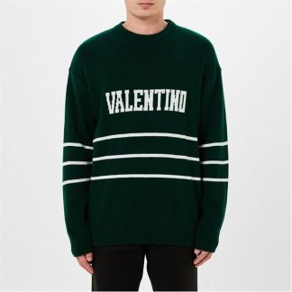 VALENTINO Logo Striped Sweatshirt Men Verde Col Uzg  for sale