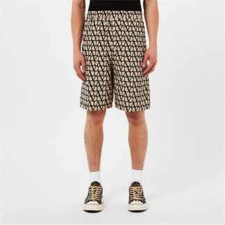 VALENTINO Monogram Bermuda Shorts Men Beige/Nero Myl  for sale