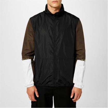 VALENTINO Rockstud Colour-Block Jacket Men Black/Brown  for sale