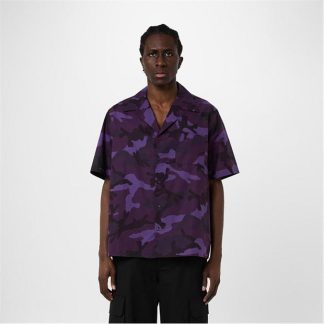 VALENTINO Short Sleeve Camo Shirt Men Viola 7Q6  for sale