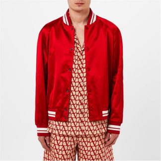 VALENTINO Souvenir Varsity Bomber Jacket Men Red  for sale