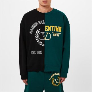 VALENTINO Split Crew Neck Sweatshirt Men Nero/Verde Uyz  for sale