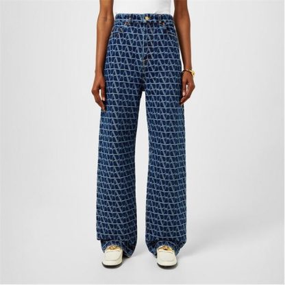 VALENTINO Toile Iconographe Denim Trousers Women Blue Denim  for sale