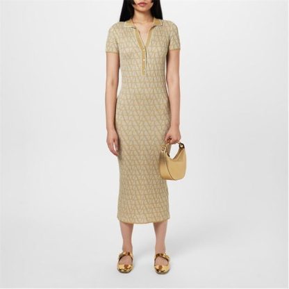 VALENTINO Toile Iconographe Jacquard Dress Women Oro  for sale