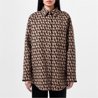 VALENTINO Toile Iconographe Overshirt Women Cammello  for sale