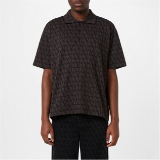 VALENTINO Toile Iconographe Polo Shirt Men Black/Brown  for sale