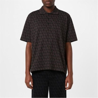 VALENTINO Toile Iconographe Polo Shirt Men Black/Brown  for sale