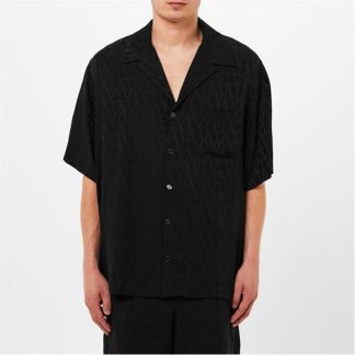 VALENTINO Toile Iconographe Silk Bowling Shirt Men Black  for sale