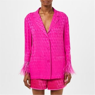 VALENTINO Toile Iconographe Silk Shirt Women Pink Pp  for sale