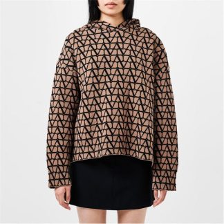 VALENTINO Toile Iconographe Wool Hoodie Women Cammello  for sale