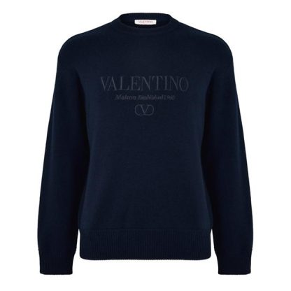 VALENTINO Val Logo Knit Sn43 Men Navy  for sale