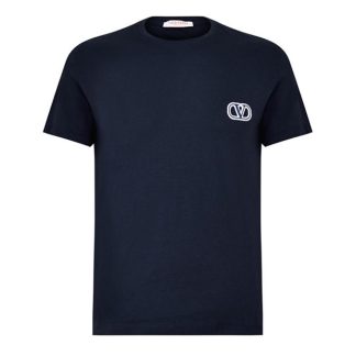 VALENTINO Val Logo Tee Sn44 Men Regular Fit T-Shirts Navy for sale