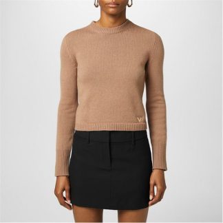 VALENTINO Vlogo Cashmere Jumper Women Cammello 954  for sale