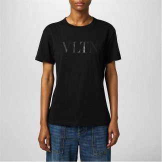 VALENTINO Vltn Logo T Shirt Women Oversized T-Shirts Black 0NO for sale