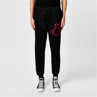 VIVIENNE WESTWOOD Classic Joggers Men Closed Hem Fleece Jogging Bottoms Black N401 for sale