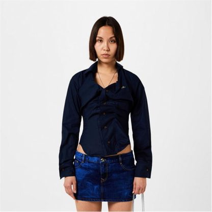 VIVIENNE WESTWOOD Drunken Shirt Women Plain Shirt - Long Sleeve Navy for sale