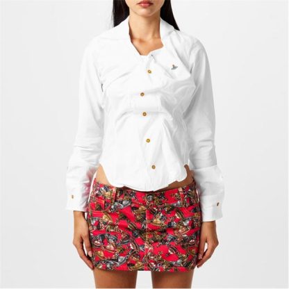 VIVIENNE WESTWOOD Drunken Shirt Women Plain Shirt - Long Sleeve White A401 for sale