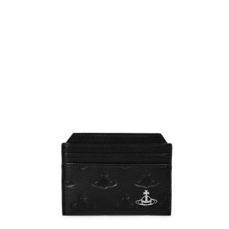 VIVIENNE WESTWOOD Embossed Saturn Orb Cardholder Unisex Black/Silv N201  for sale