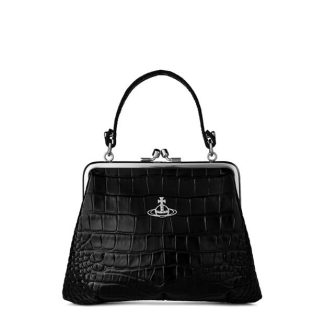 VIVIENNE WESTWOOD Granny Frame Croc Embossed Bag Women Mini Bags Black Croc for sale