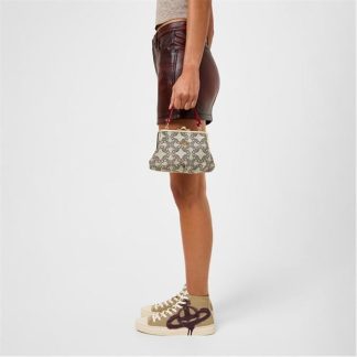 VIVIENNE WESTWOOD Granny Frame Jacquard Bag Women Brown Logo  for sale