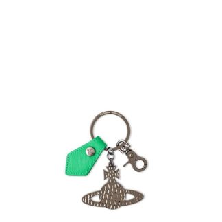 VIVIENNE WESTWOOD Hammered 3d Orb Keyring Unisex Green/Gunmetal  for sale