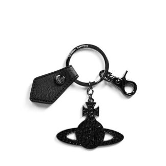 VIVIENNE WESTWOOD Hammered Orb Key Ring Unisex Keyrings Black for sale