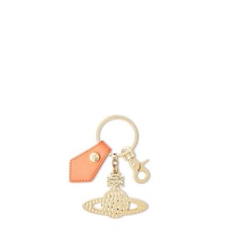 VIVIENNE WESTWOOD Hammered Orb Key Ring Unisex Keyrings Gold/Orange for sale