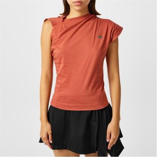 VIVIENNE WESTWOOD Hebo Draped Top Women Slim Fit T-Shirts Cognac for sale