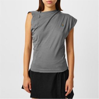 VIVIENNE WESTWOOD Hebo Draped Top Women Slim Fit T-Shirts Grey for sale