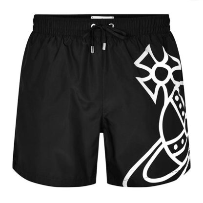 VIVIENNE WESTWOOD Logo Print Swim Shorts Men Swim Shorts Black White for sale