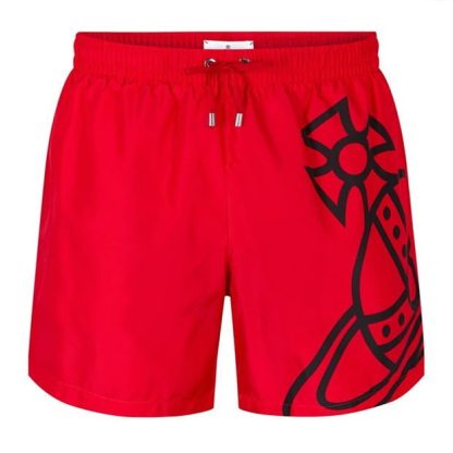 VIVIENNE WESTWOOD Logo Print Swim Shorts Men Swim Shorts Red Black for sale