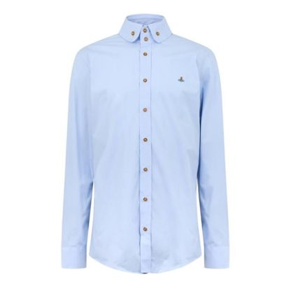 VIVIENNE WESTWOOD Long Sleeved Krall Shirt Men Plain Shirt - Long Sleeve Blue for sale