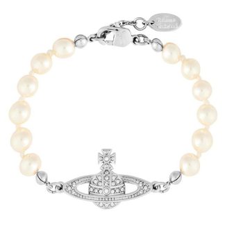 VIVIENNE WESTWOOD Mini Bas Relief Pearl Bracelet Women Bracelets Plat Cryst P131 for sale