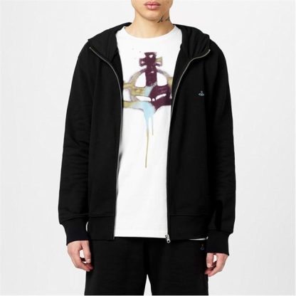 VIVIENNE WESTWOOD Orb Crest Zip Hoodie Men Black N401  for sale