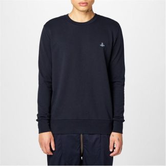 VIVIENNE WESTWOOD Orb Crew Neck Sweatshirt Men Crew Sweaters Navy for sale