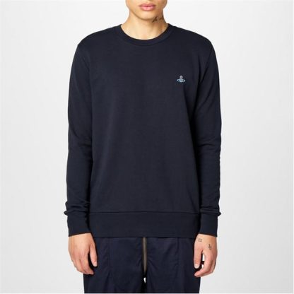 VIVIENNE WESTWOOD Orb Crew Neck Sweatshirt Men Crew Sweaters Navy for sale