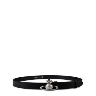 VIVIENNE WESTWOOD Orb Logo Belt Unisex Belts Black/Silver for sale